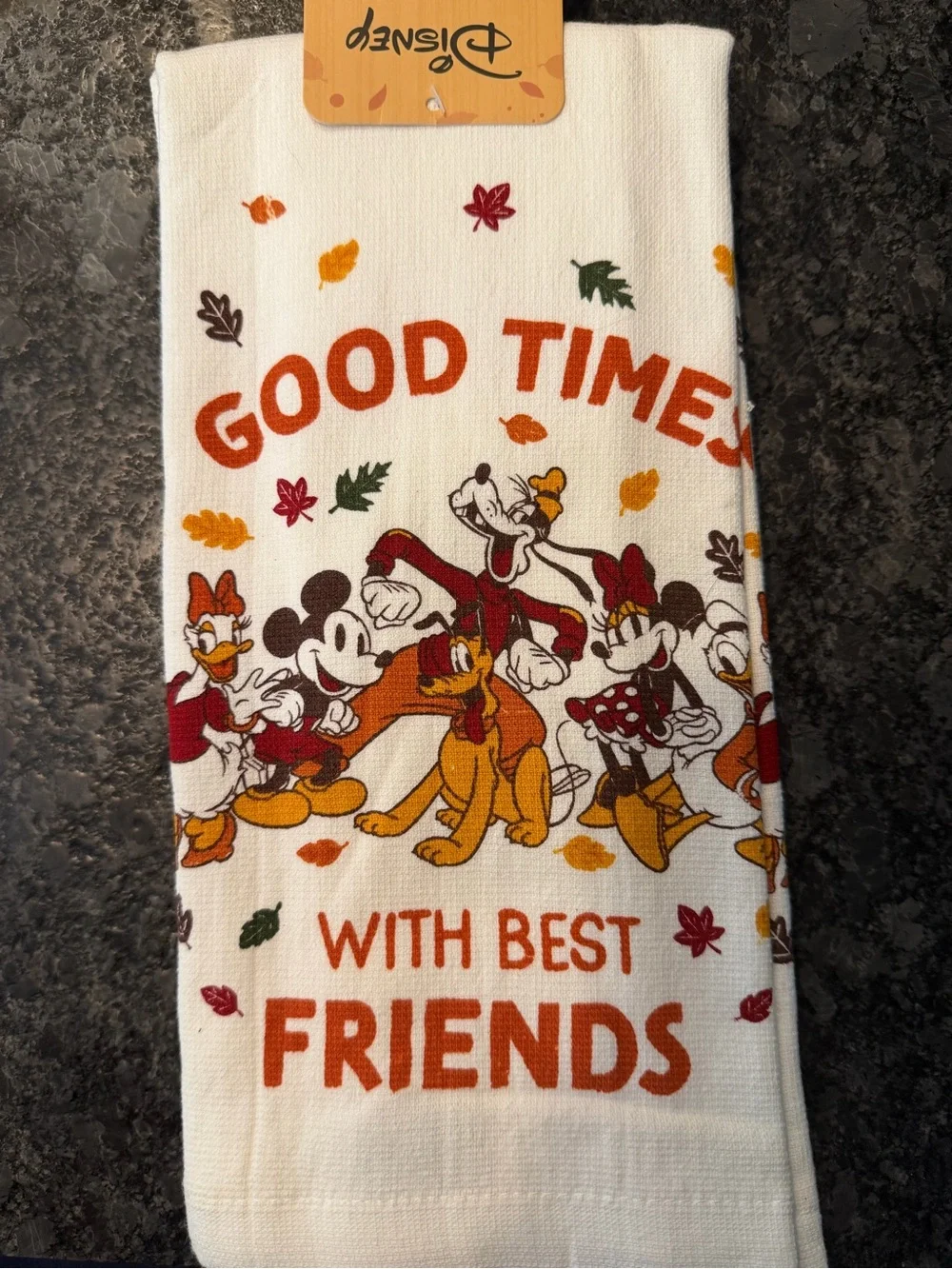 Disney 'Good Times with Best Friends' Fall Tea Towel - White/Orange